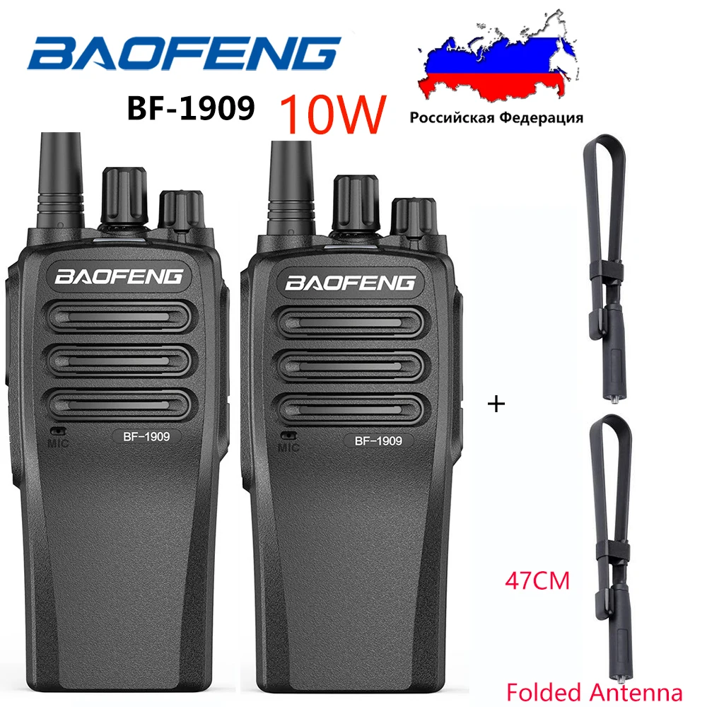 AAA + 2PCS BF-1909 10 watts UHF 400-470MHz 3800mAh Walkie Talkie Rádio bidirecional portátil de longo alcance VOX BCL