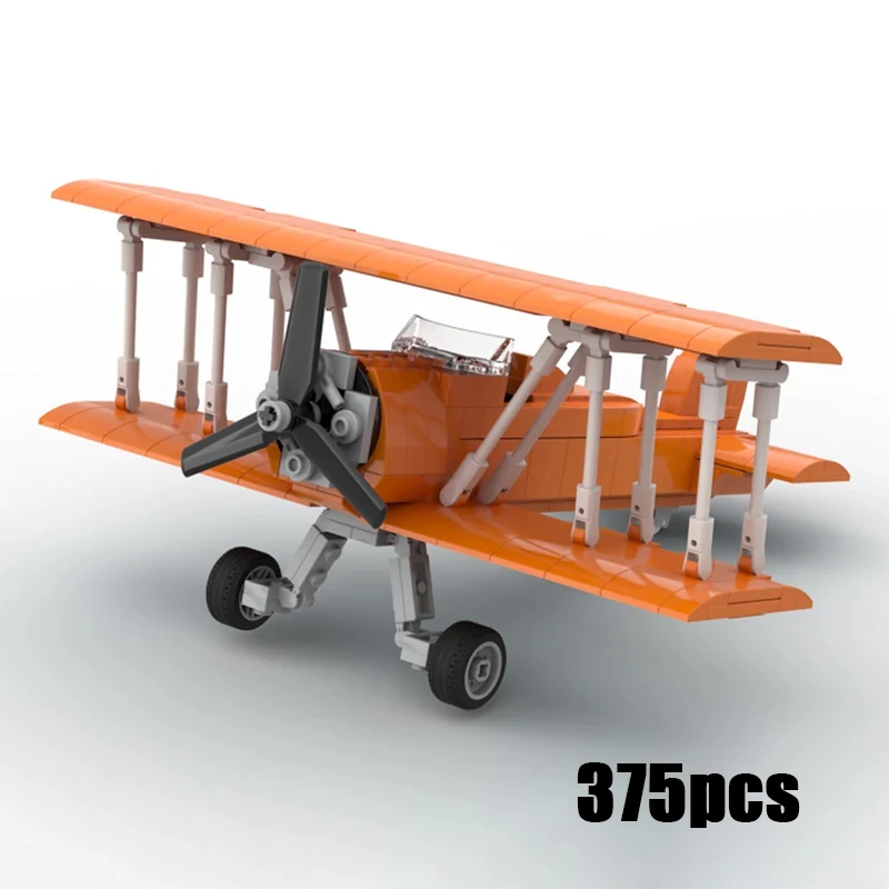 

Moc Building Blocks Vintage biplane Technology Modular Bricks Model Gifts Christmas Toys DIY Sets Assembly