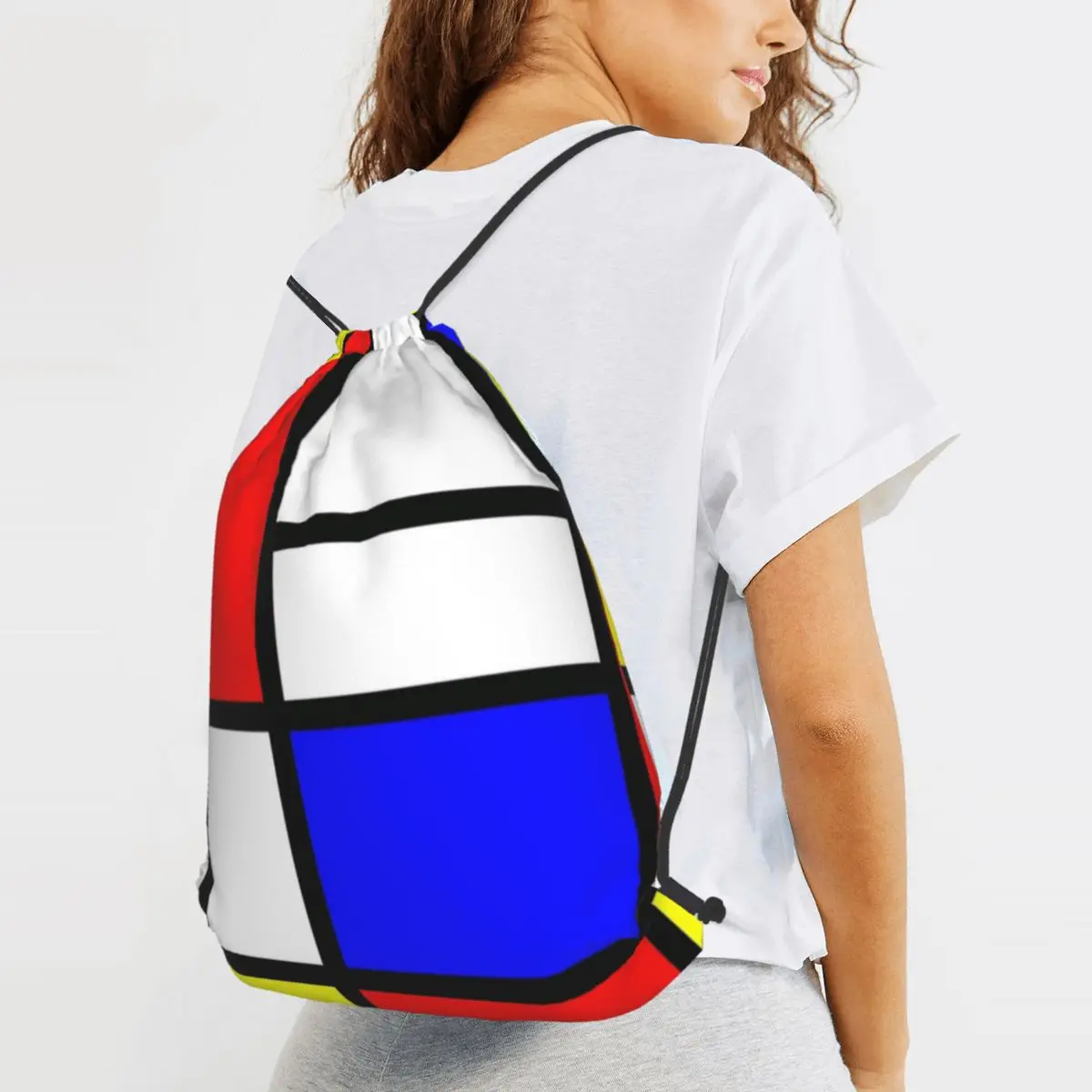 Piet Mondrian Composition  Backpacks Portable Drawstring Bags Sports Bag Book Bags for Man Woman School