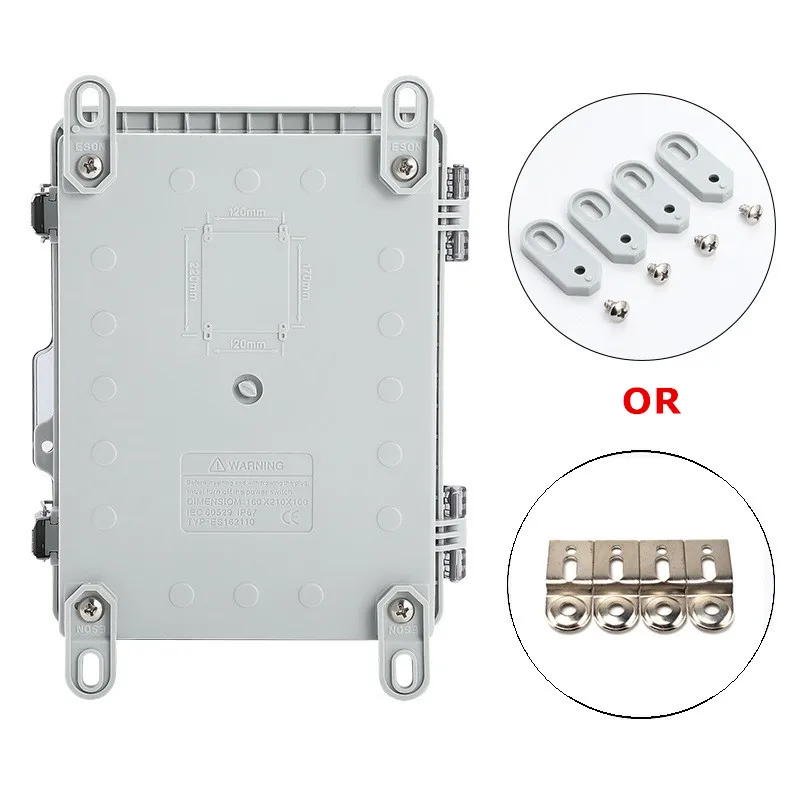 Hinged Transparent Cover IP67 Waterproof Electrical Terminal Box With Stainless Steel Latches Wall Brackets For Projects