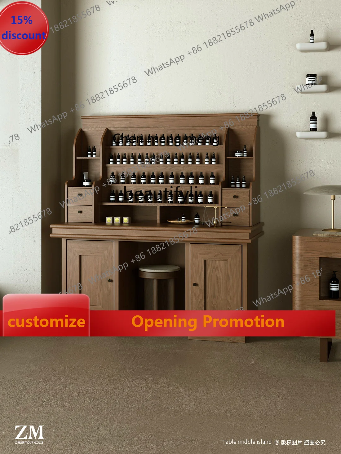 S7486 ss Incense Table Essential Oil Multi-Layer Cosmetics Display Cabinet Product Display Beauty Salon Club Storage Rack