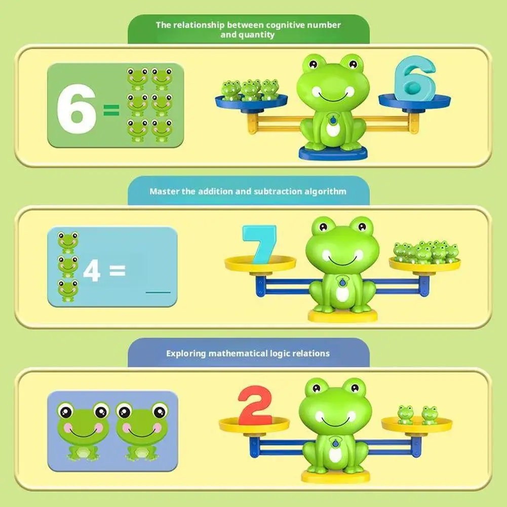 Frog Math Balance Scale Toy for Kids, Number Learning, Counting Educational Toys, Montessori Interactive Toy