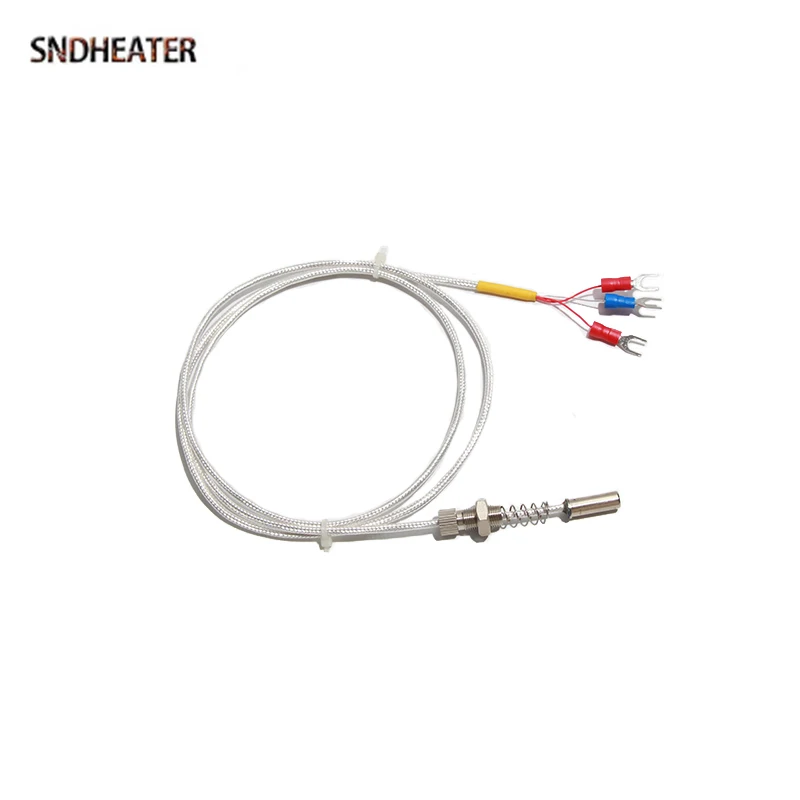 SNDHEATER WZPM-201 High Temperature Resistance Thermocouple PTFE Wire 1M 2M 3M 4M 5M PT100 Bendable Thread Probe M8 M10 M12