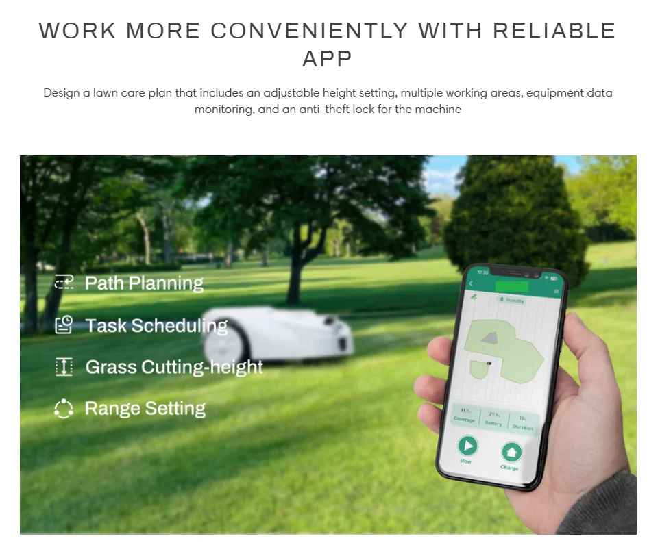 ISWARD GS Wire-Free RTK+AI Vision Robot Lawn Mower:1000㎡, Obstacle Avoidance, 4G/WiFi/Bluetooth App, GPS Anti-Theft
