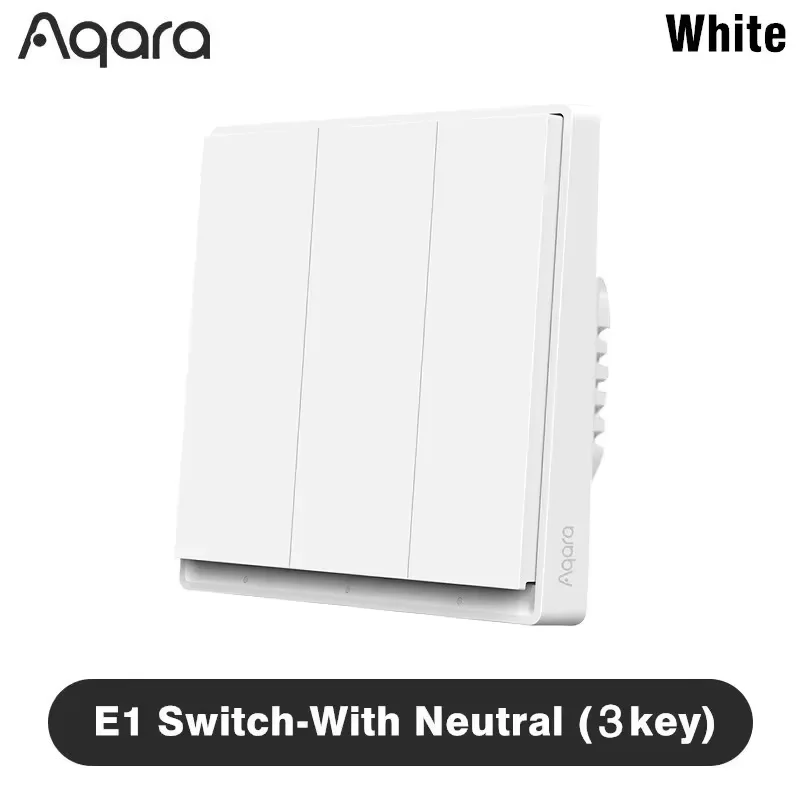 Aqara E1 slimme wandschakelaar, Zigbee 3.0, draadloze schakelaar voor verlichting, geschikt voor installatie met of zonder nuldraad, voor een slim huis, compatibel met Xiaomi Home en Homekit-app.