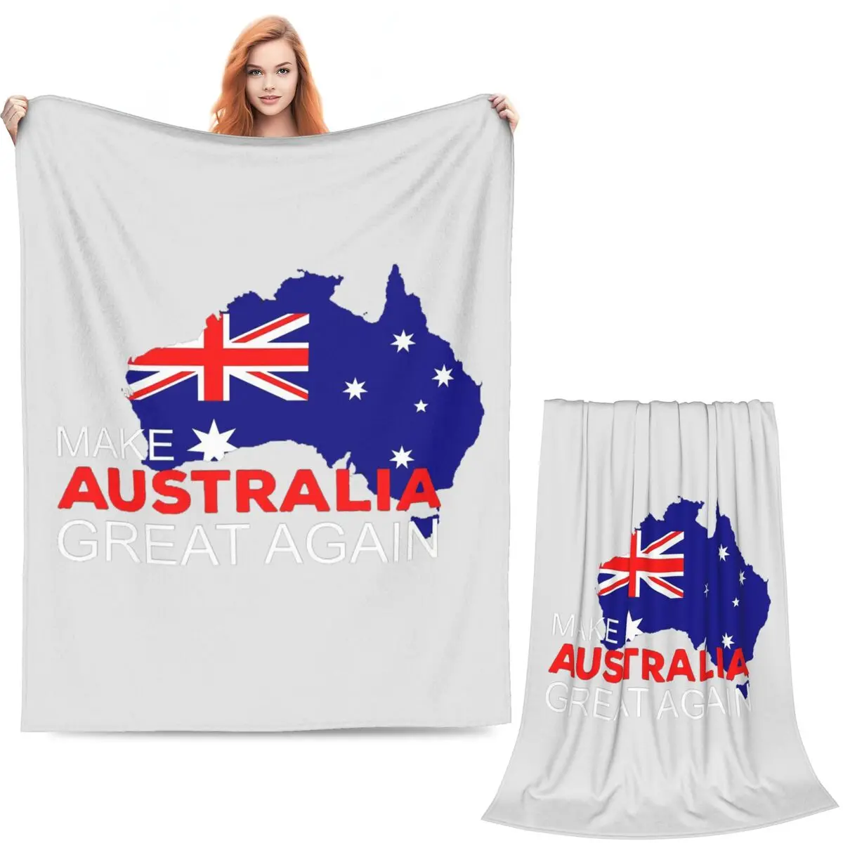 Make Australia Great Again Blanket Soft Warm Flannel Throw Blanket Plush for Bed Living room Picnic Travel Home Sofa