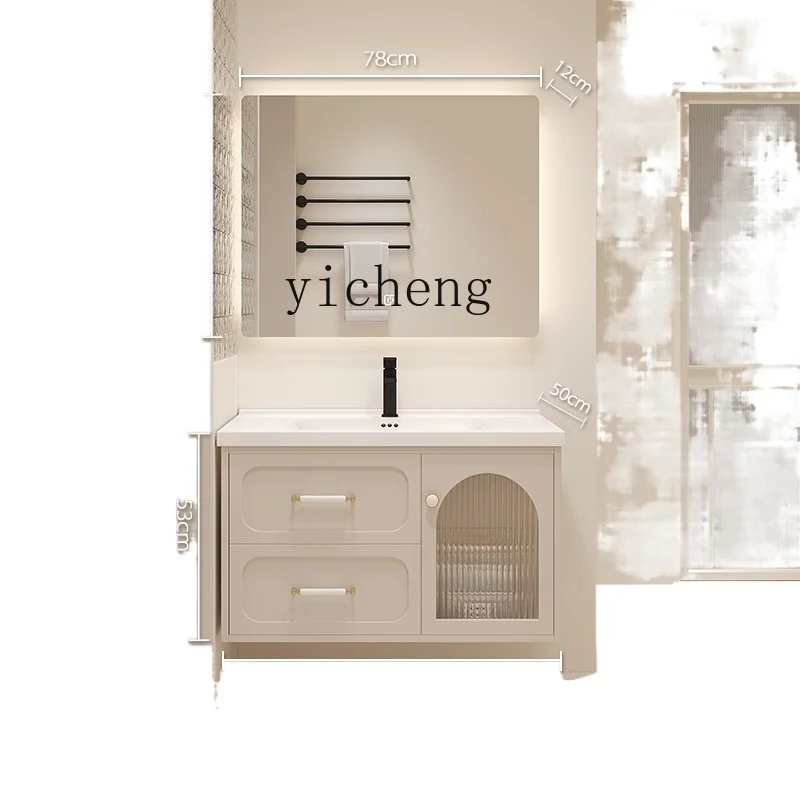 

YY New Cream Style Ceramic Whole Washbin Bathroom Cabinet Combination Bathroom Wash Basin