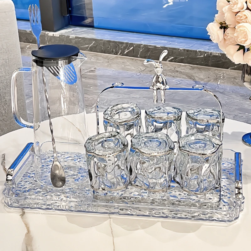 

Light luxury water cup household set Living room hospitality premium kettle teacup glass water set