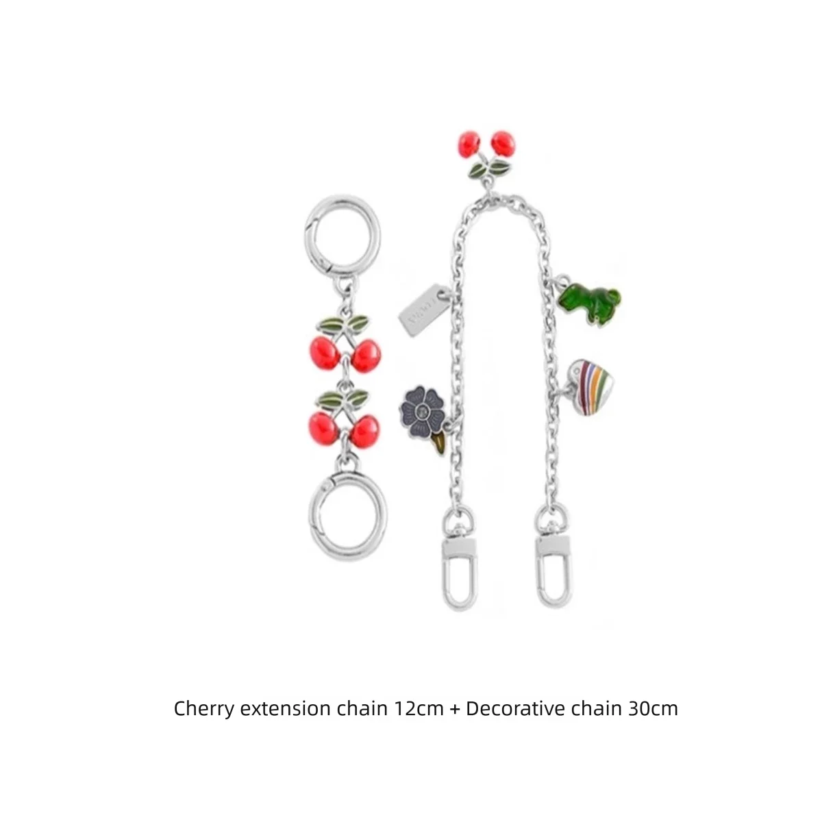 HOLINFASHION Heart-shaped Metal Extend Chain Bag Accessories Not Easy Fade Red Cherry Bag Charm Pendant Hand Bag Strap