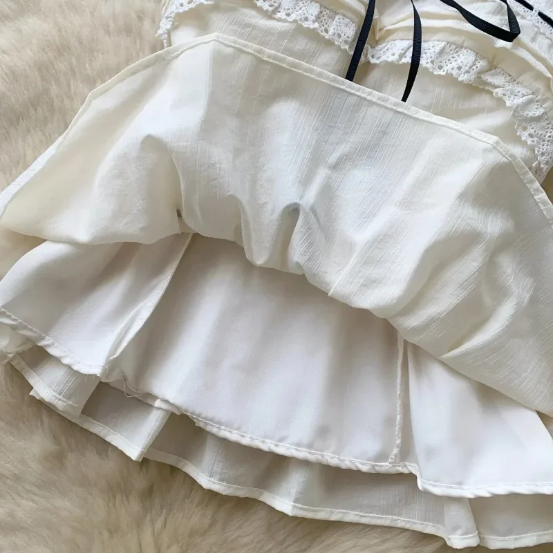 Koreaanse strapless borduurblouse vrouwelijke strik slanke geplooide hotsweet top streetwear backless bohemien vakantie hemdje