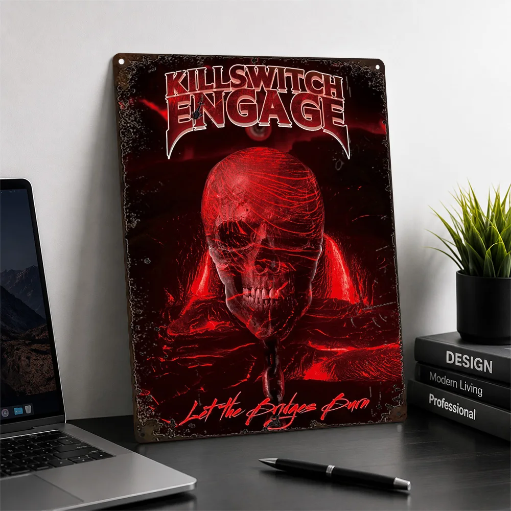 Killswitch Engage Hooded Skull Printed Poster Graphic Wall Art For Music Studio Personalized Aluminum Metal Sign Rock Fan Gift