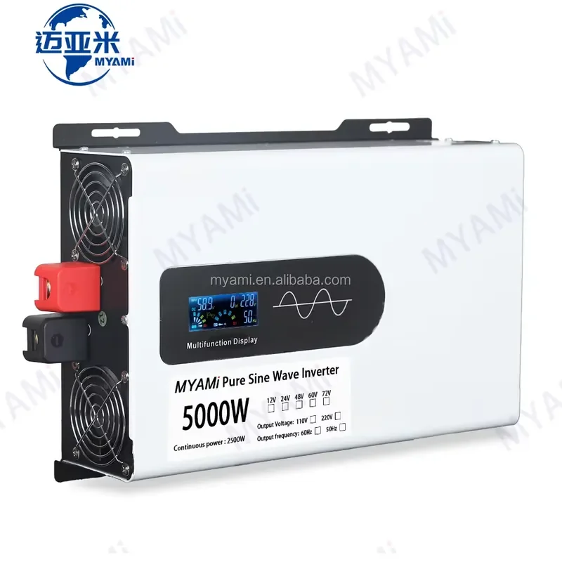 MYAMI 4000W-10000W Pure Sine Wave Voltage Converter 12V-48V to 110V-220V Home Solar System & Car Power Inverter