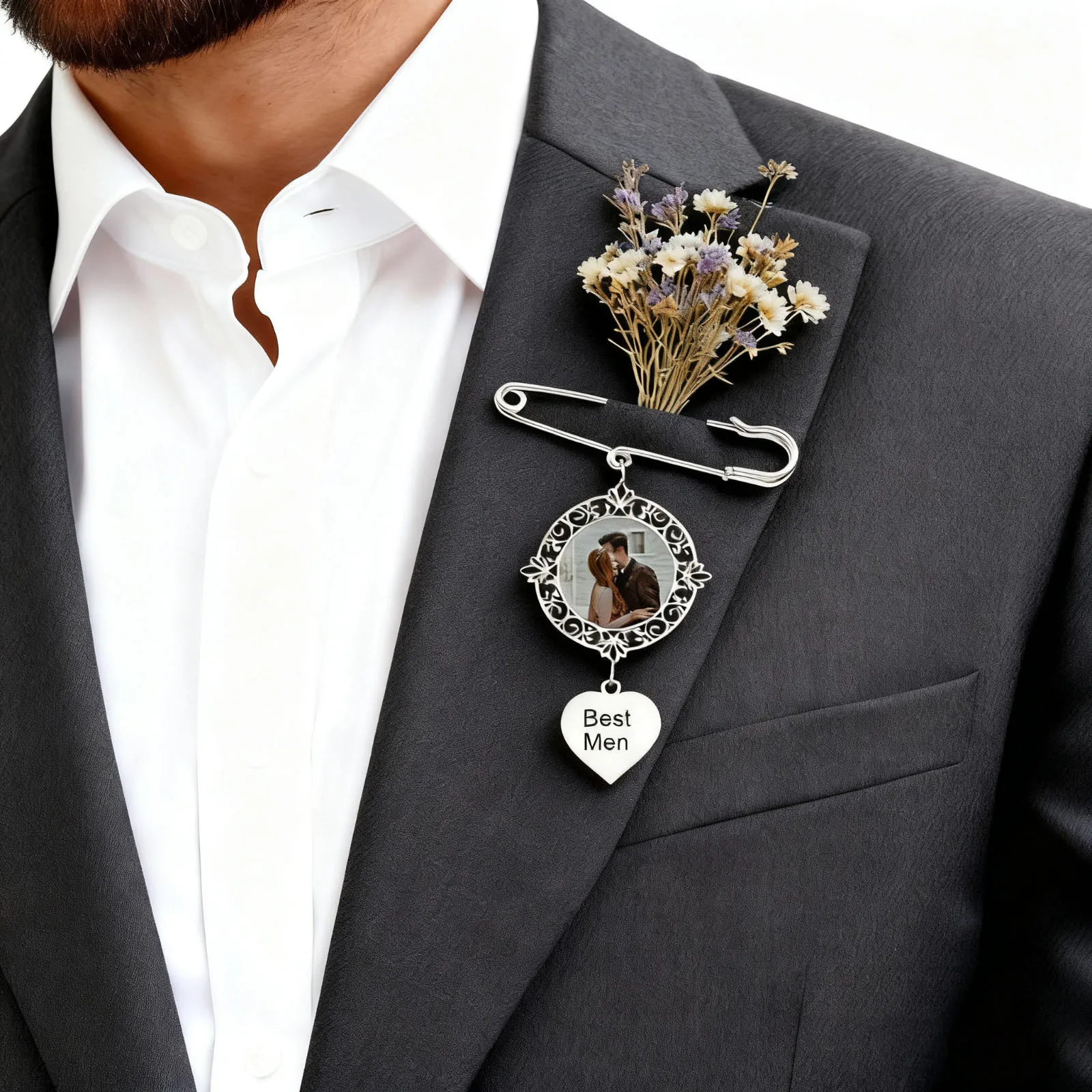 

Free Custom Photo Text Brooch for Men Women,Waterproof Stainless Steel Personazlied Pin,Wedding Anniversary Party Jewelry Gifts