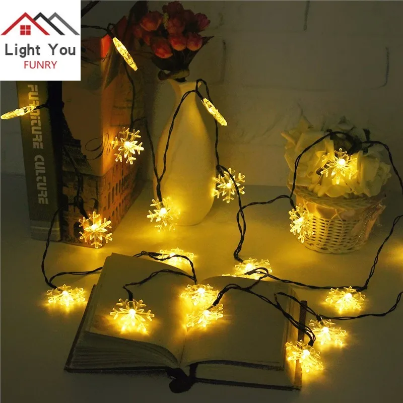 New 20 LED Snowflake Solar Christmas Day Interior Light String Garden Starry Light String