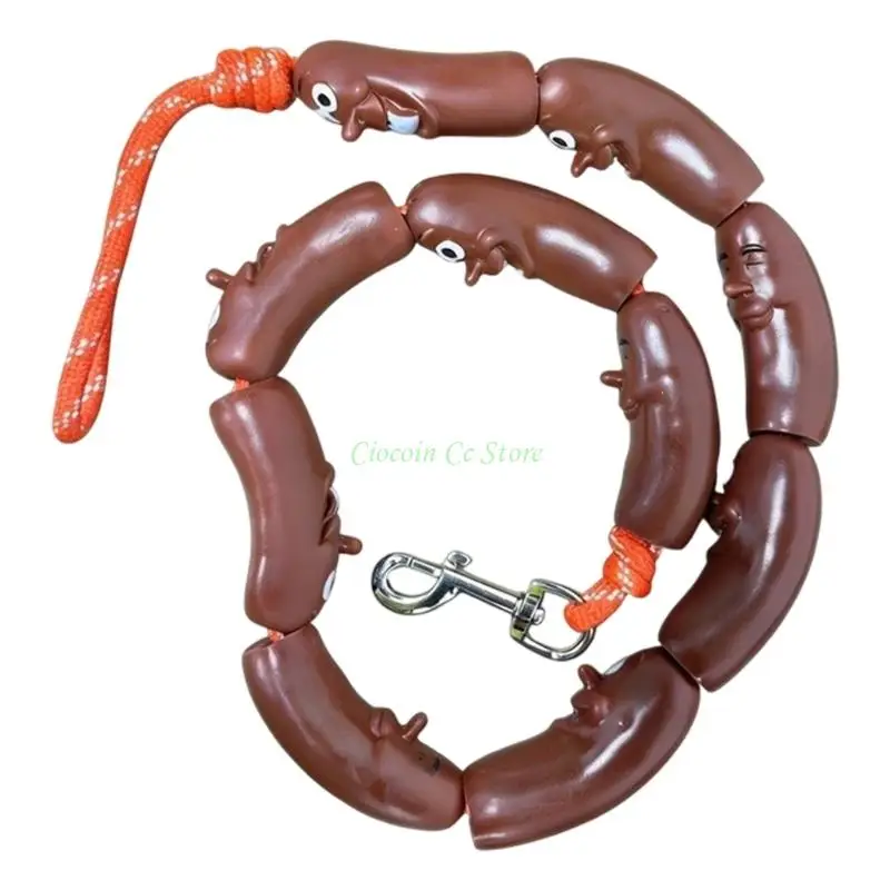 X90F Dog Leash for Routine Park Walks, Sausage-Link Walking Rope with Plastic Body, Rope Section and Metal Hook Here