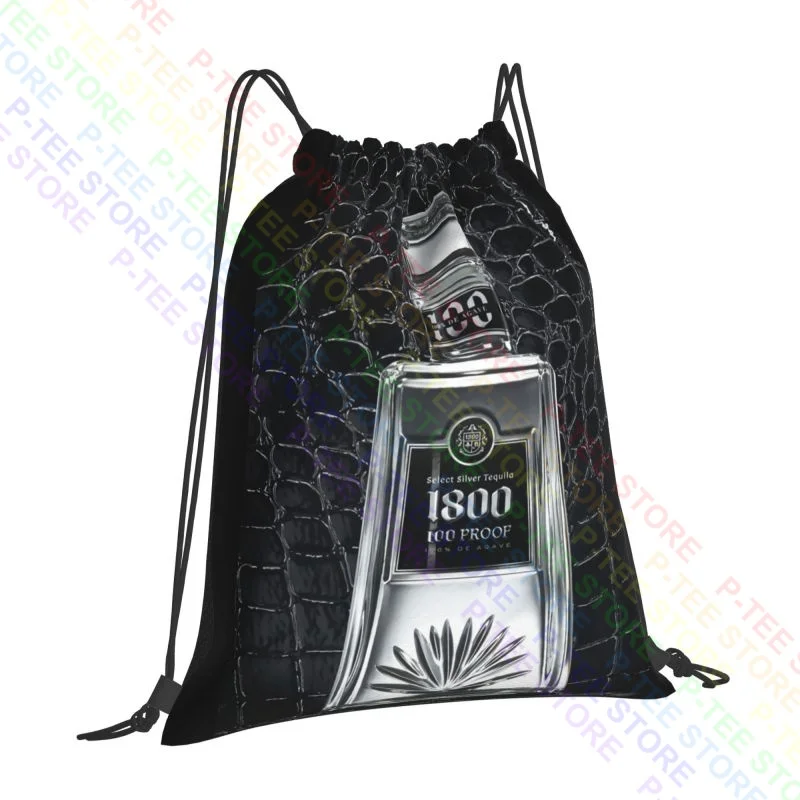 1800 100 Proof Tequila Select Silver Agave Drawstring Bags Gym Bag Gym Beach Bag Eco Friendly Outdoor Running