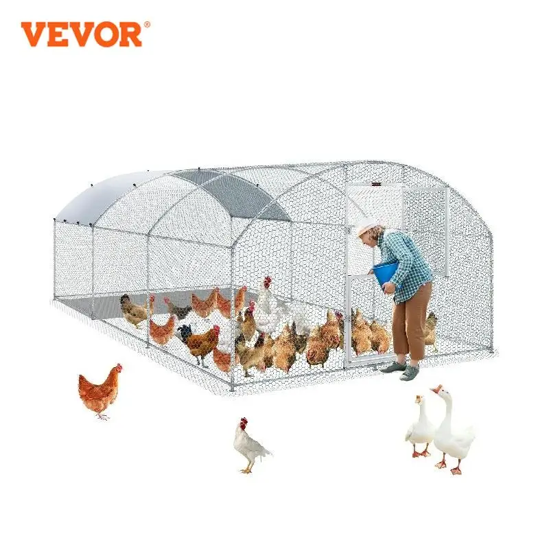 

VEVOR Large Metal Chicken Coop Poultry Cage Duck Rabbit Walkin Dome Roof with Waterproof Cover for Farm Pet Yard Hen House