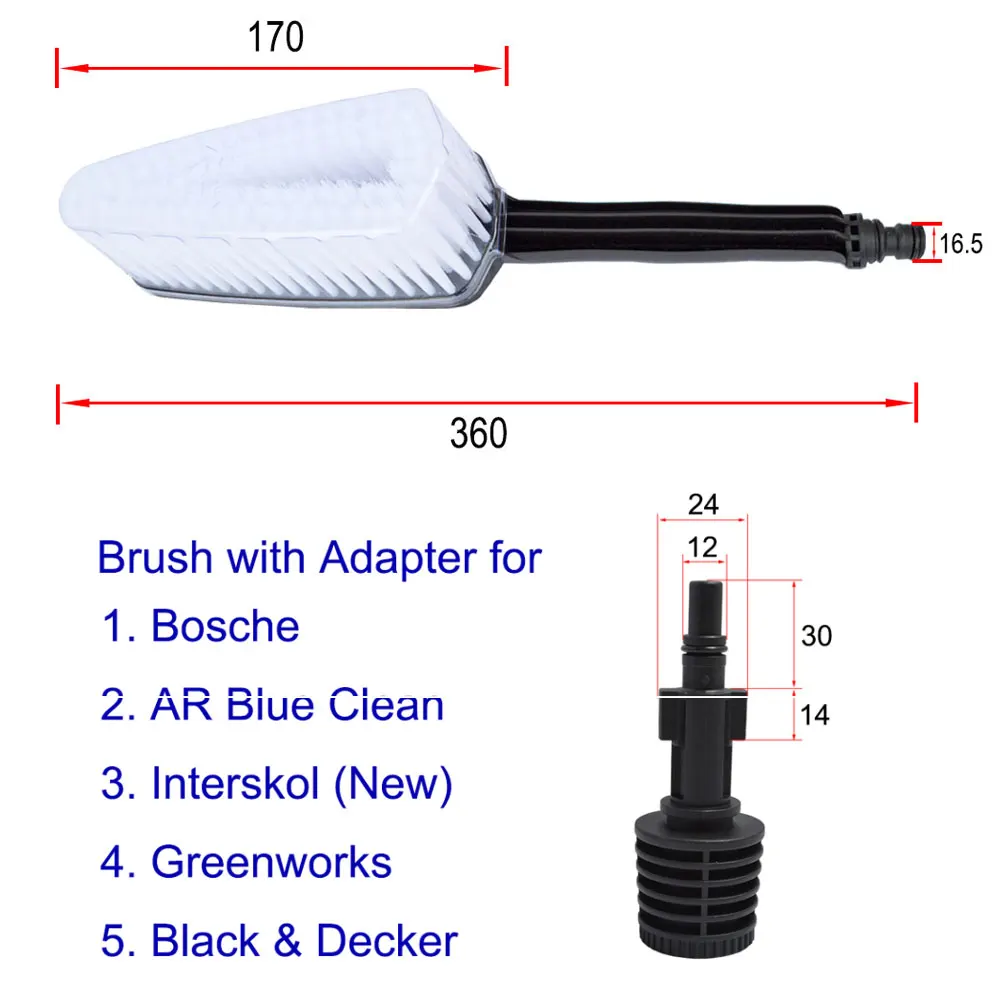 Hand Fix Brush Water Cleaning Brush for AR Blue/ Interskol/ Bosche/ Black Deckeri/ Greenworks Makita High Pressure Washer