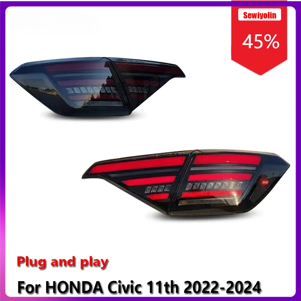 

Sewiyolin Car LED Lamp Tail Light Assemblies For HONDA Civic 11th 2022-2024 Auto Fog DRL Brake Turn Signal Lamp