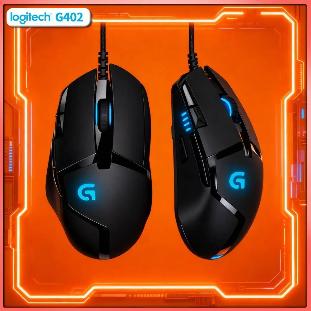 Logitech G402 Hyperion Fury Wired Mouse 4000 DPI On-the-Fly Switch 20M Clicks Anti-Slip for Laptop Gamers
