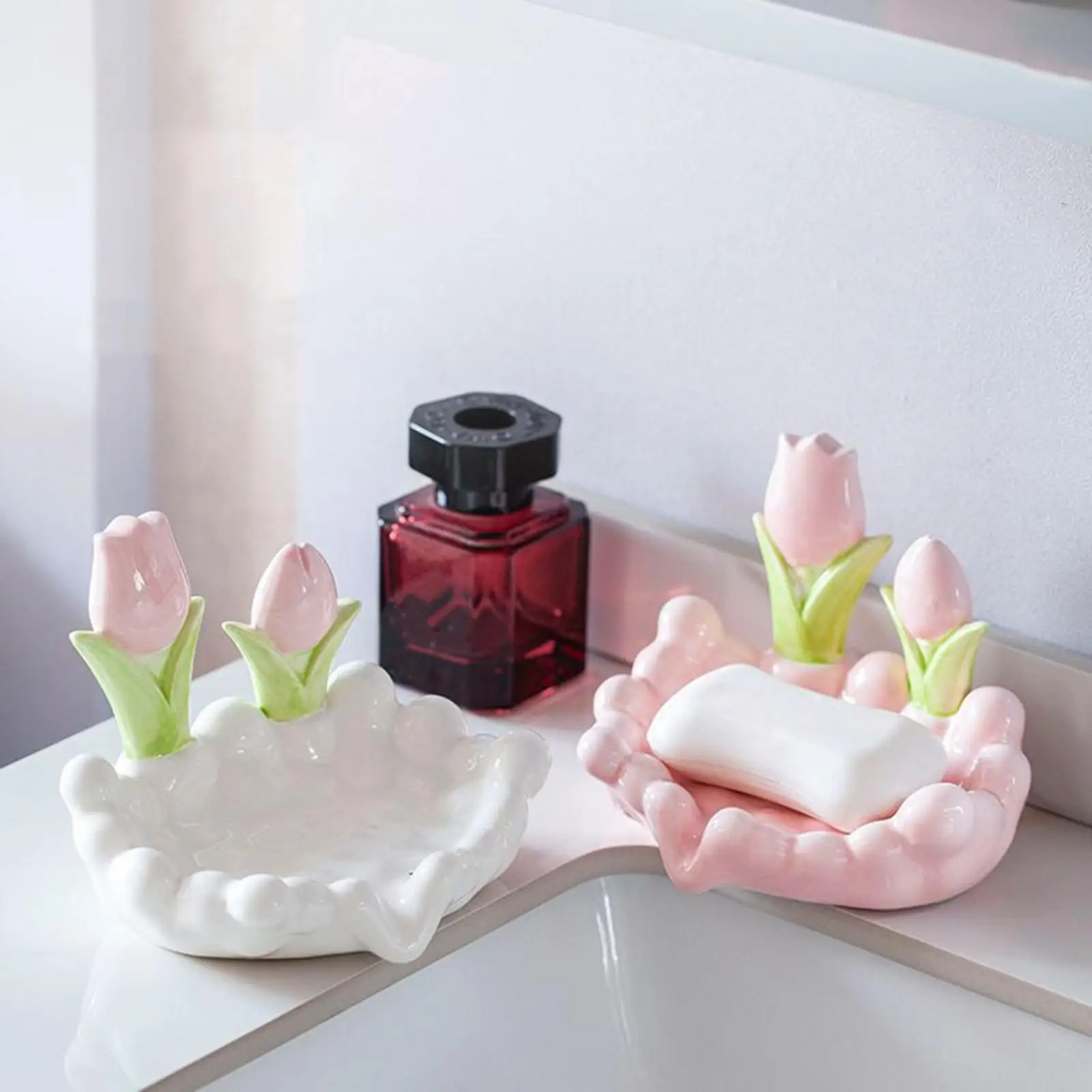 Soap Container Box Bathroom Punch Free Smooth Cartoon Flower Shape Soap Dish