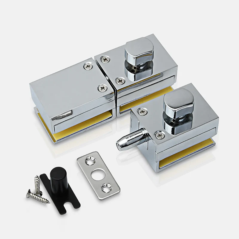 1PCS Glass Door Lock Floor Latch Lock Bolt For Home Bathroom Toilet Shop No Punching Single Door Ground Lock Zinc Alloy Hardware