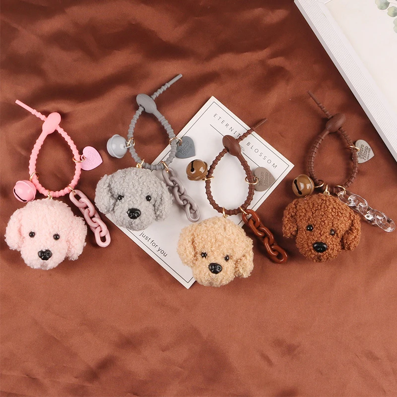 Kawaii Dog Plush Pet Lovers DIY Keychain High Quality Pendant Couples Matching Keyring Charms Car Keychain