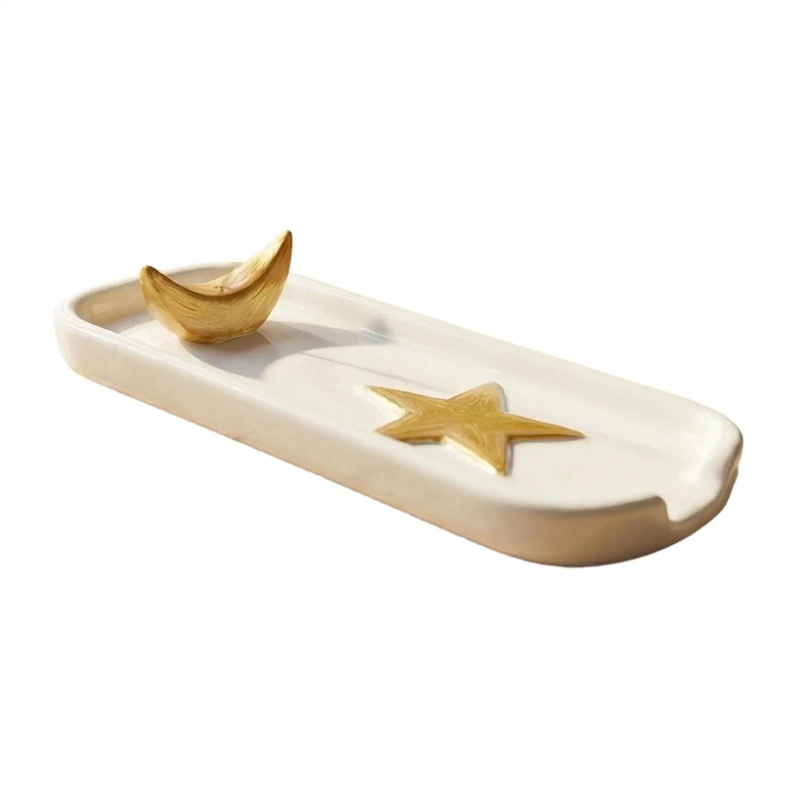 Incense Holder Plate Ceramic White Tray Dual Use Burner for Living Room Table Holiday Gift