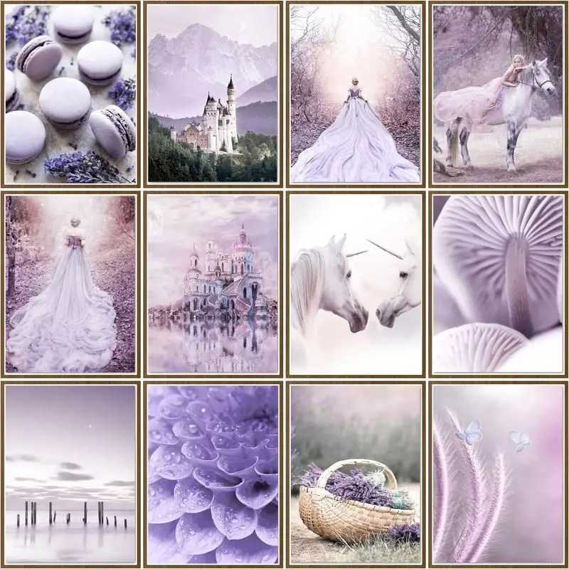 

CHENISTORY Modern Painting By Number Purple Landscape Drawing On Canvas Picture By Number For Adults Flower Kits Home Decor