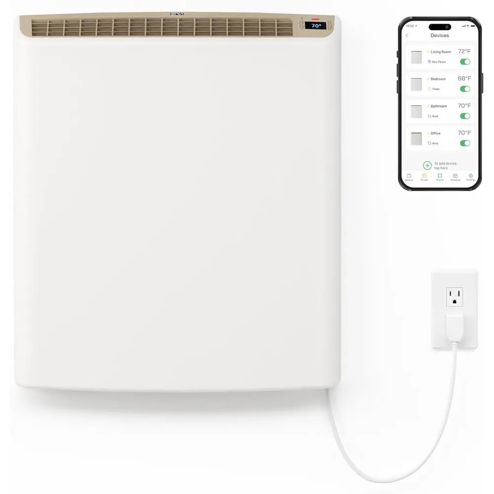 

Smart Wi-i Plug-in Electric Wall Heater - Energy Eicient Smart Heaters or Indoor Use - App Controlled Electric Heater with Therm