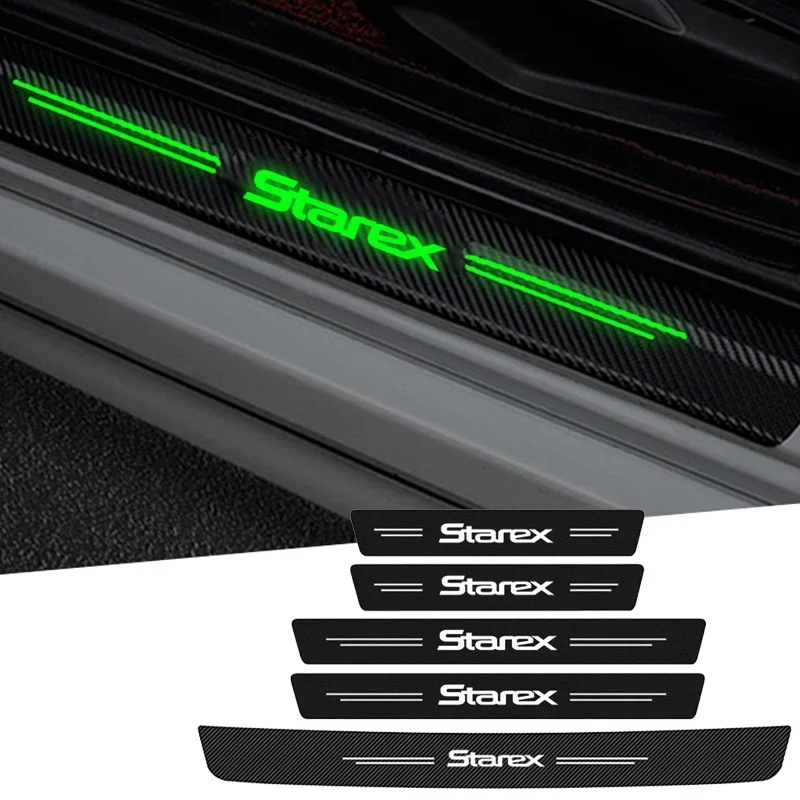 Luminous Car Door Threshold Scuff Scratch Sill Trim Stickers for Hyundai Starex Badge Genesis Kona Elantra Sonata Azera Santa Fe