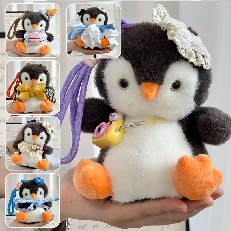 16cm Mini Cartoon Stuffed Animal Little Penguin Fluffly Animal Plush Toy Desktop Ornam Learning Accompany Doll for Girls Gift