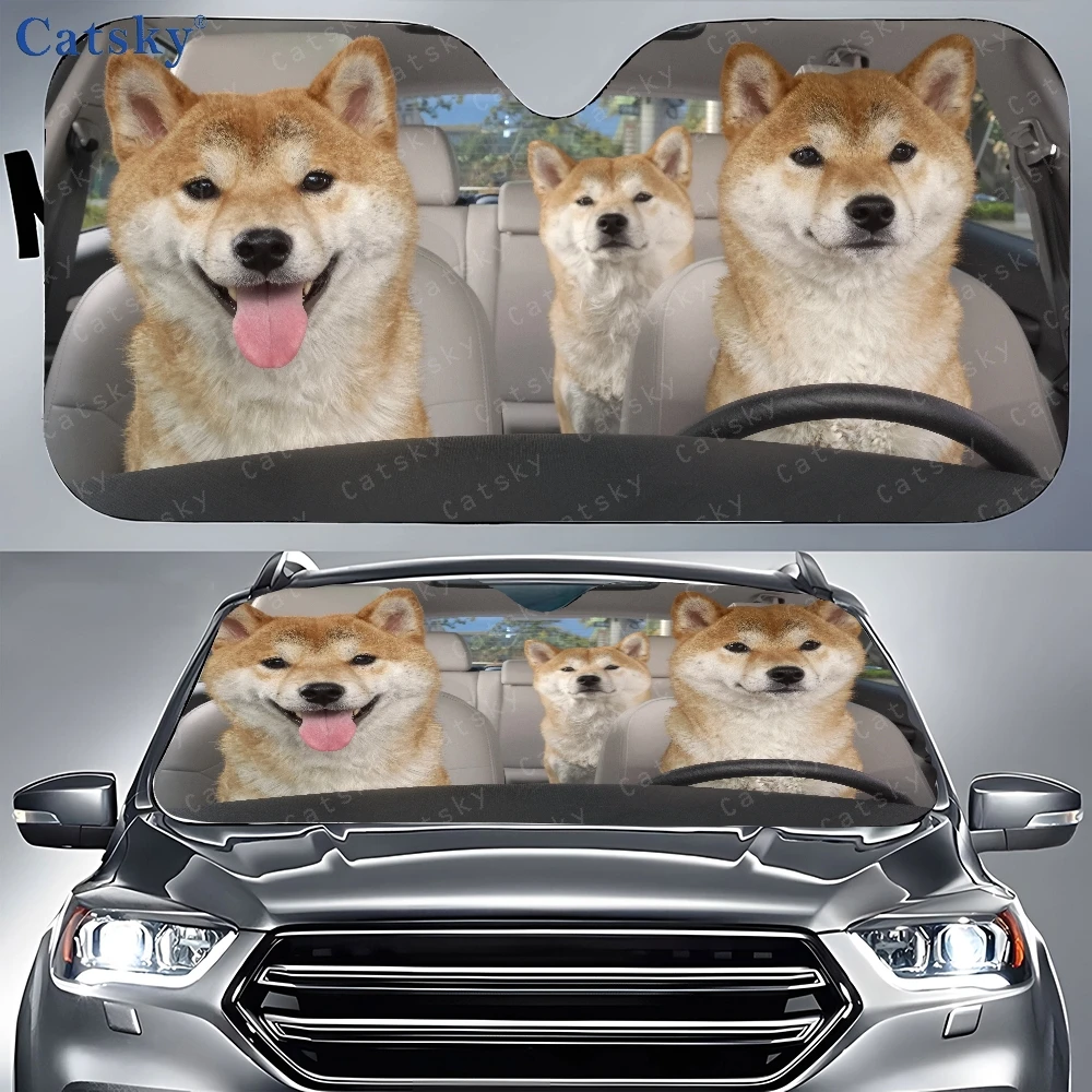 Three Dogs Car Sunshades | Front Window Sun Cover For Car, Durable Polyamide Visor, Universally Applicable, Car Decor Gift