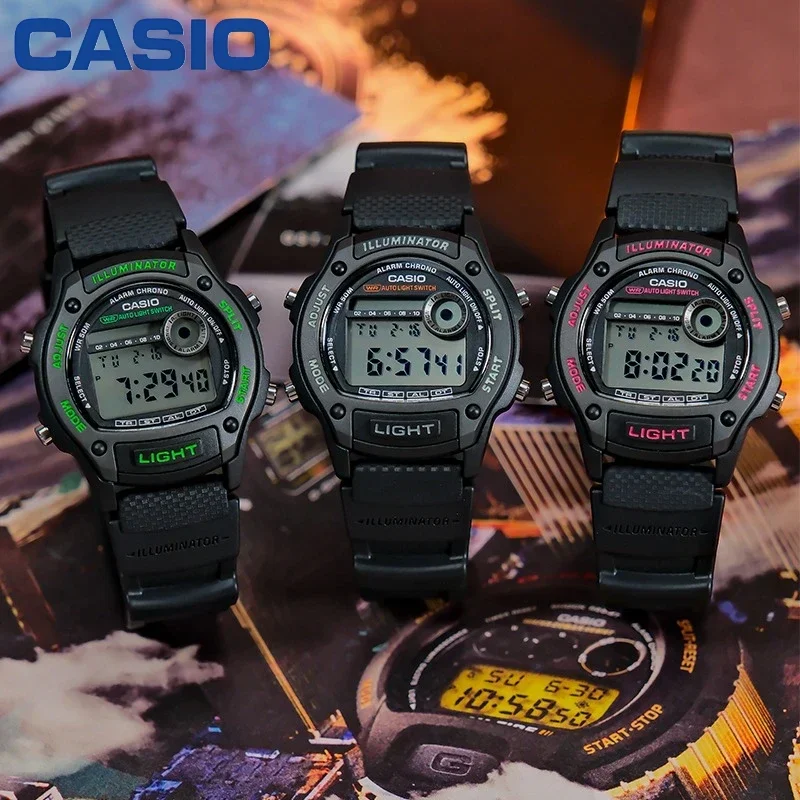 Casio W‑220H Men Digital Watch 50M Water Resistant Alarm Chronograph Sports Resin Wrist Watch For Student Unisex