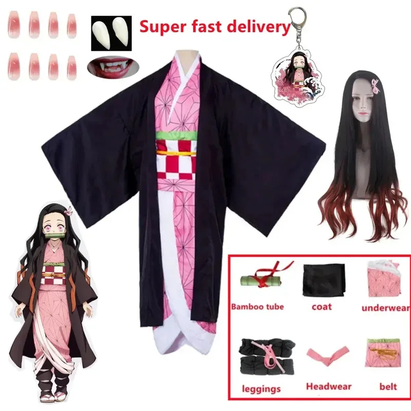 

didi 2025 2025 hhhAnime Demon Slayers Kamado Nezuko Косплей Kimetsu no Yaiba Костюм Кимоно Униформа Одежда Реквизит Костюмы Хэллоуин