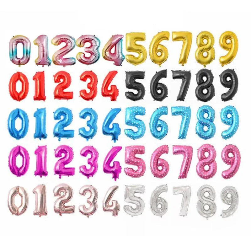 

16 32 Inch Foil Birthday Balloons Number Ballon Figures Wedding Happy Birthday Party Decorations Kid Baloons Birthday