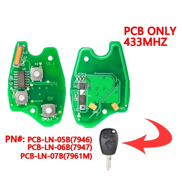 XNRKEY 2/3Button PCF7947/7946/4AChip PCB Electronic Board for Renault Duster Modus Clio 3 Twingo Remote Car Key