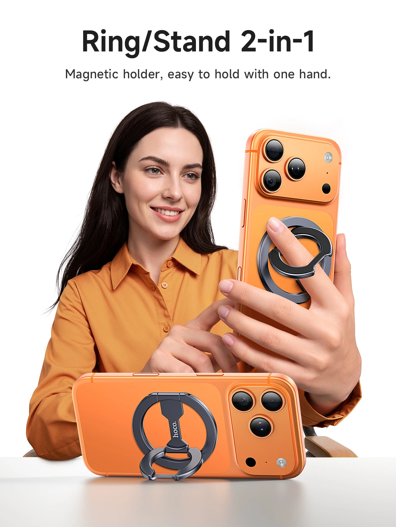 GH9 Magnetischer Handy-Ringhalter Abnehmbarer Griff Ständer Kompatibel mit iPhone MagSafe Samsung Xiaomi - Handyhalterung – Detail 2