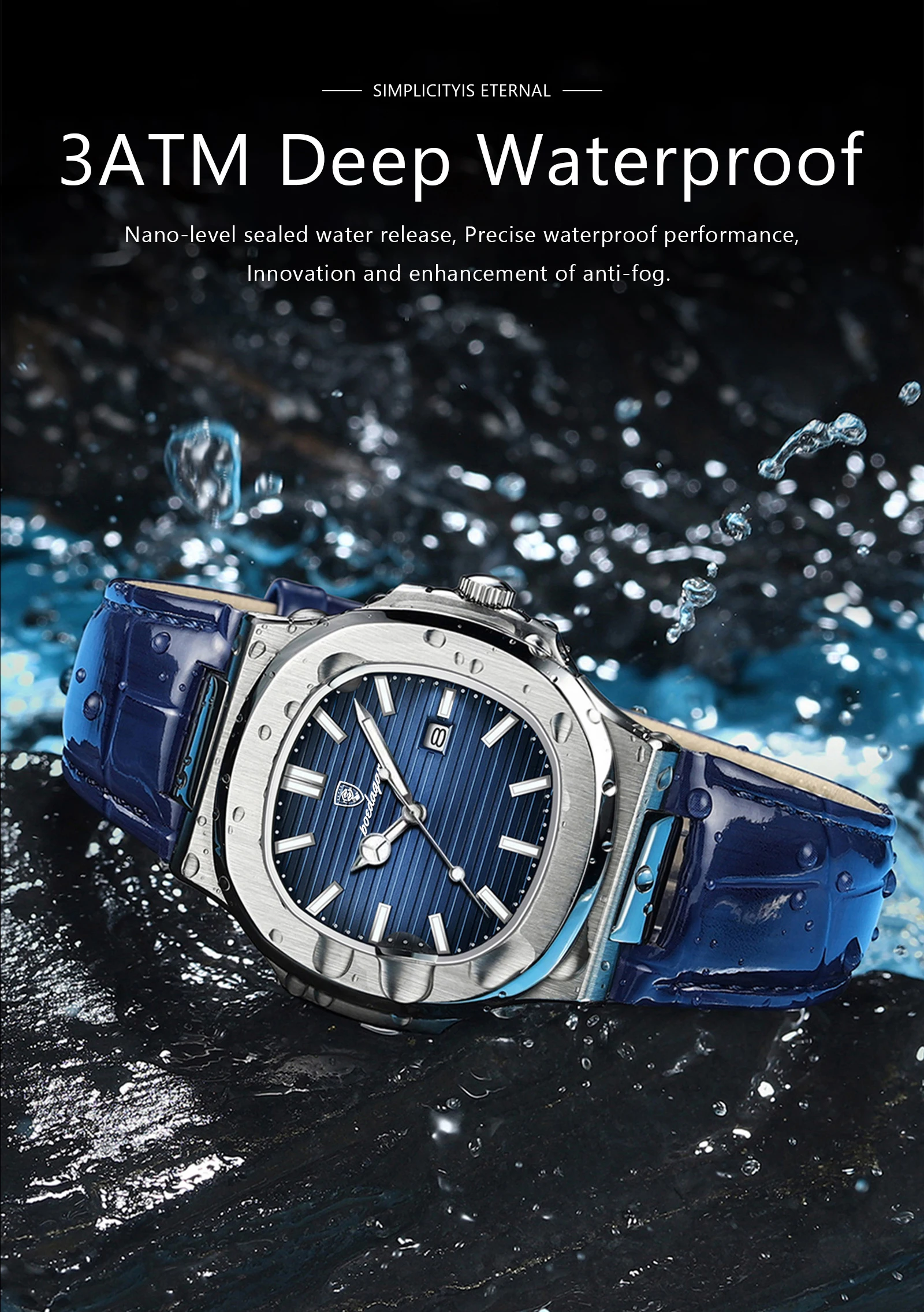 POEDAGAR Top Platz Mann Uhr Datum Wasserdicht Leucht Luxus Männer Armbanduhr Hohe Qualität Leder herren Quarz Uhren + Box reloj – Detail 8
