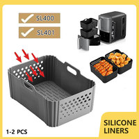 1/2 Pcs Air Fryer Silicone Liner for Ninja SL400 SL401 for 2 Drawer Rectangle Bakeware Nonstick Airfryer Silicone Basket Mold