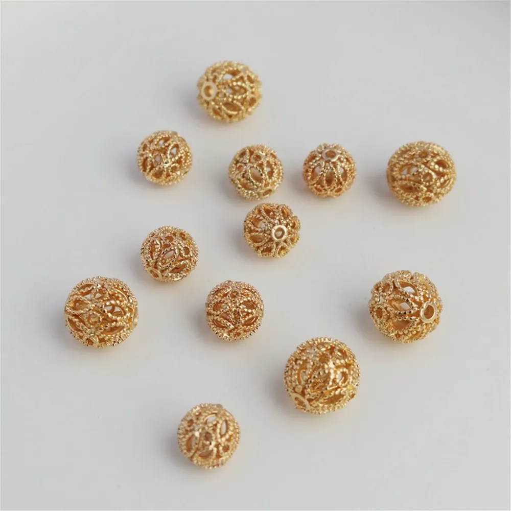 1pcs 14K Gold-coated Flower Beads, Hydrangea Hollow Bead, Bracelet Necklace, DIY Accessories, 10mm