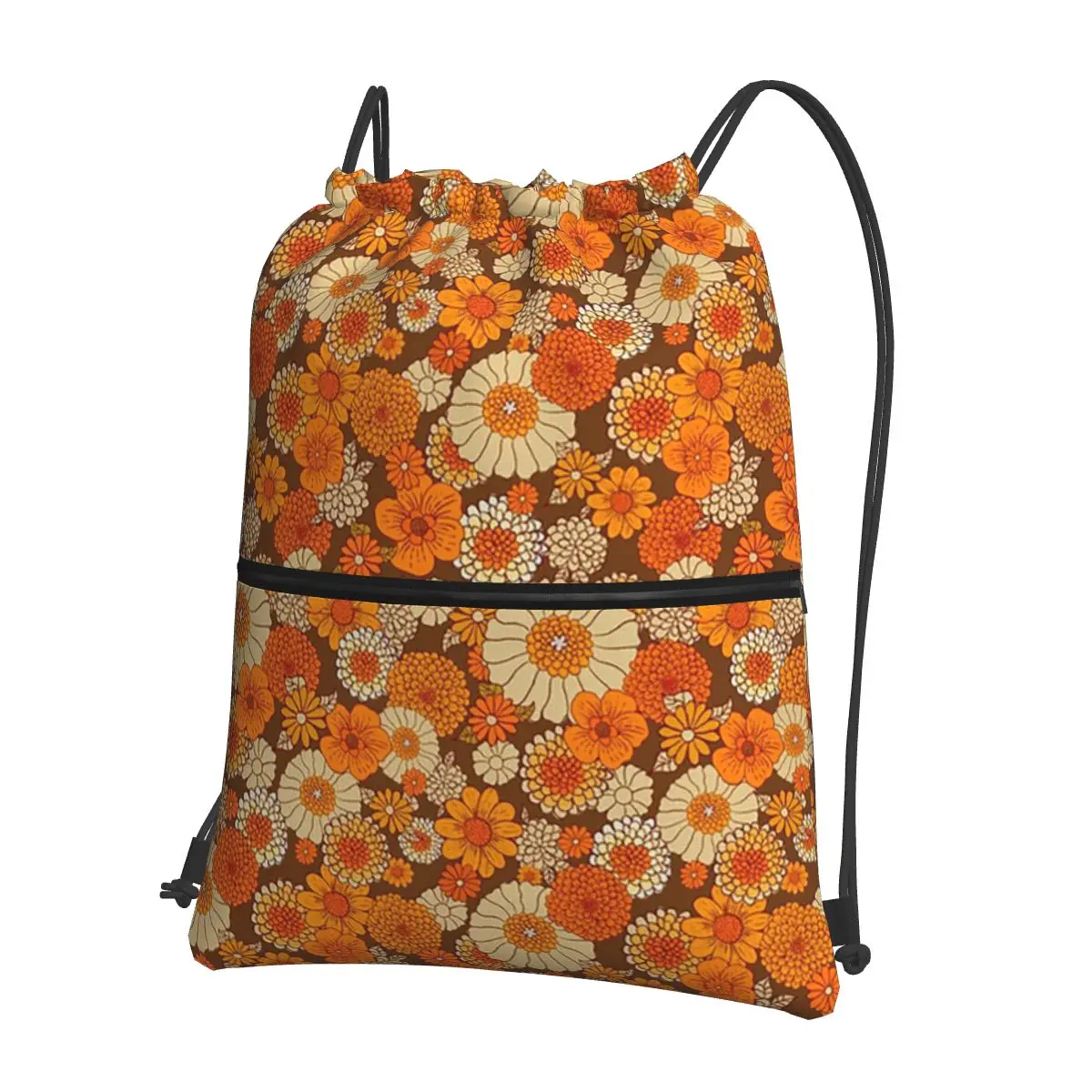 

Ретро ромашки 70-х годов, винтажные цветочные мощные оранжевые и коричневые рюкзаки в стиле бохо, карманные спортивные сумки на шнурке, сумки для книг