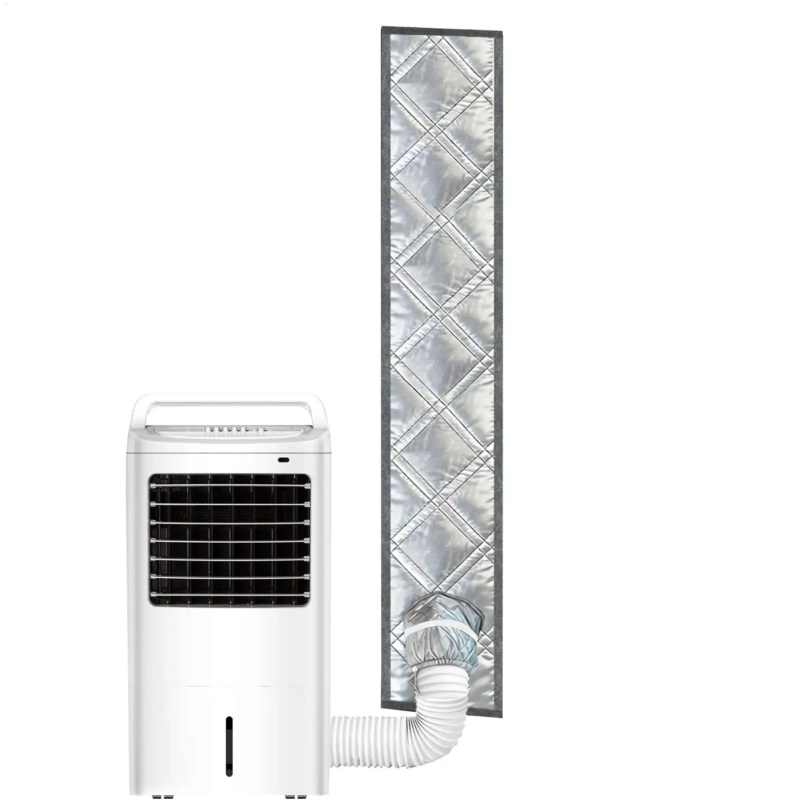 Kit de couverture d'étanchéité pour climatiseur portable avec revêtement pare-soleil, sans perçage, pour fenêtre et porte coulissante, avec couvercle de tuyau d'évacuation pour kit de ventilation de climatiseur mobile
