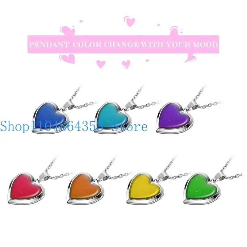 652F Colour Changing Mood Necklace Adjustable Length Neckchain Jewelry for Women Men
