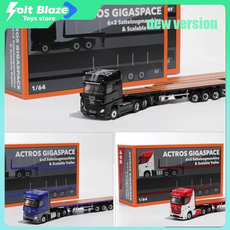

GCD Benz Actros 3-Axle Tractor Head with Retractable Traile Flatbed Trailer Car Model Alloy Cars Model Boy Collectible Gifts