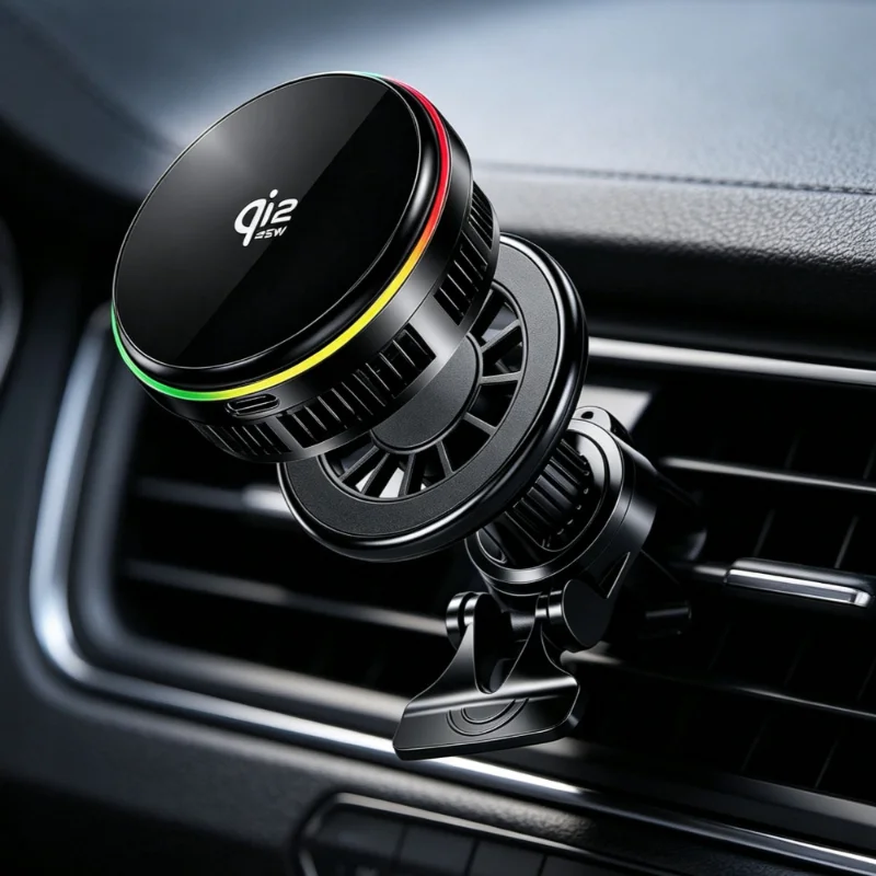 QI2 25W Magnetic Wireless Car Charger ICE Cooling Fast Charging Radiator For Magsafe iPhone 17 16 Pro Max Samsung S26 S25 Ultra