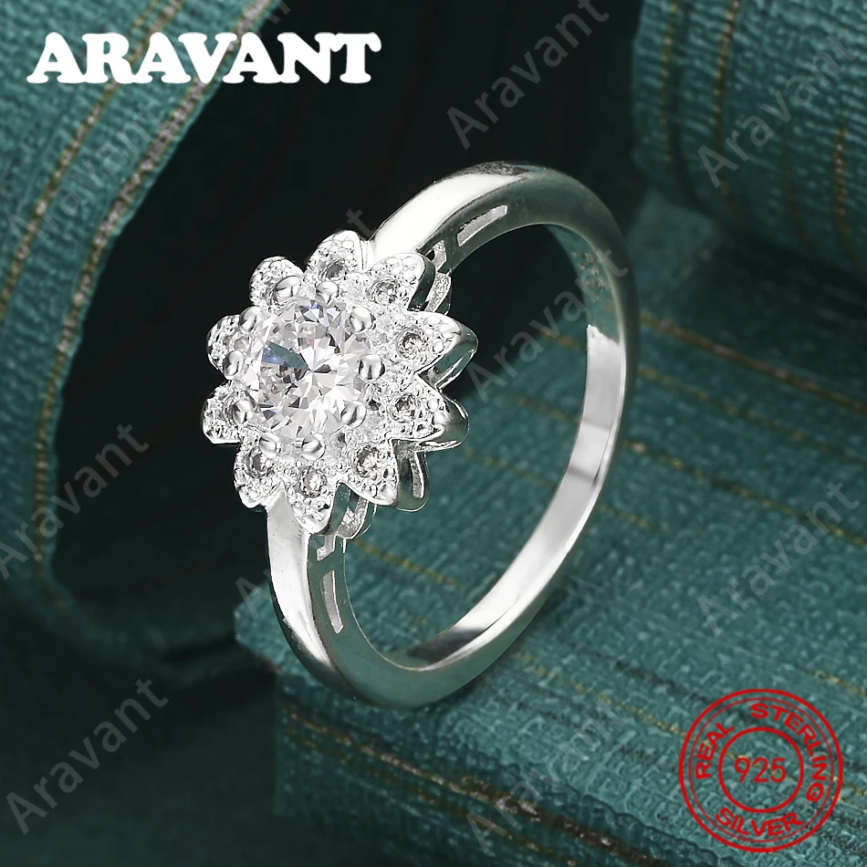 

925 Sterling Silver Flower Zircon Ring (7-10#) - Unique, Versatile Gift, Suitable For Women And Evenings