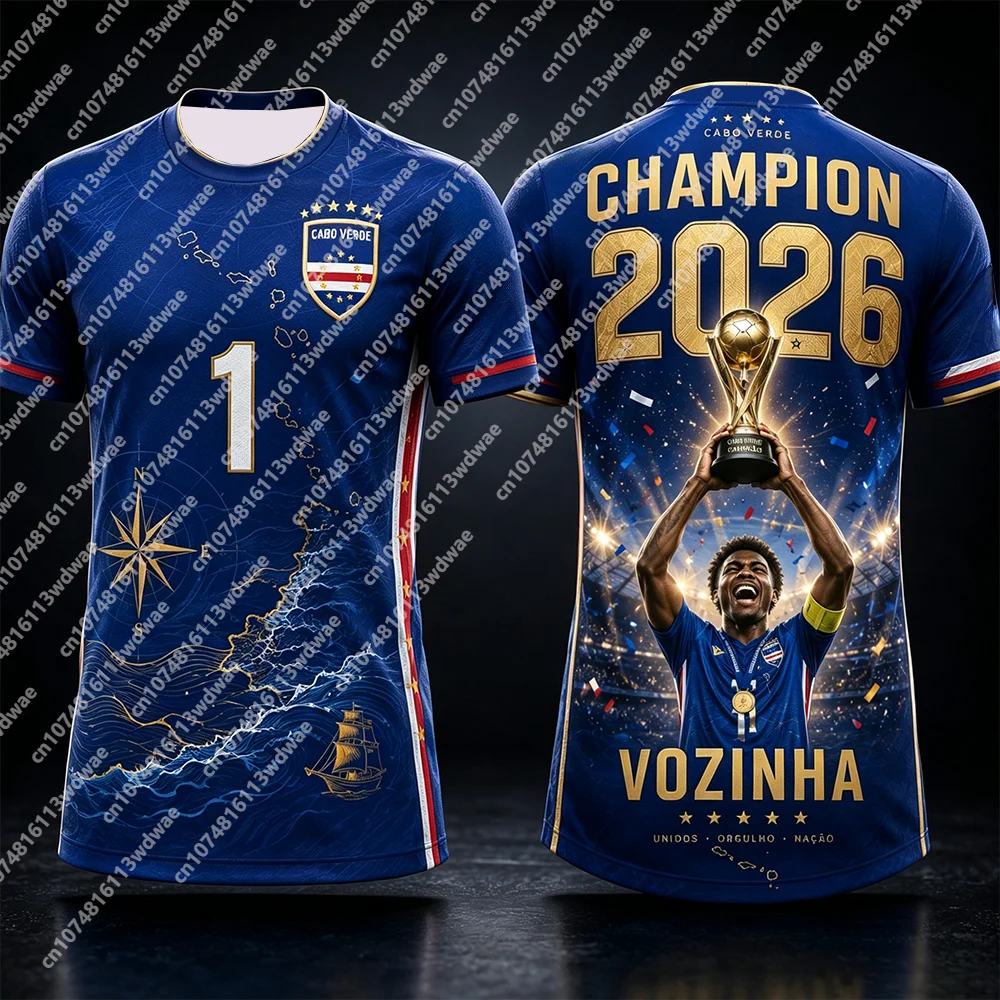 2026 Cape Verde Champion Football T-shirt Quick-Drying VOZINHA 1 Football Shirt Outdoor Tracksuit Kit Special Edition Kid Tee