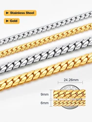 U7 6mm 9mm Flat Snake Chain Necklaces for Men Women 18-30 Inches Unisex Classic Chains Jewelry Father's Day