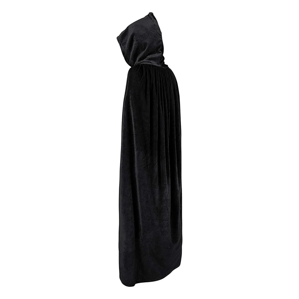 Black Party Cloak for Halloween Dress up Costume Kids Death Cosplay Costumes Black Hooded Cloak Scary Witch Devil Role Play New